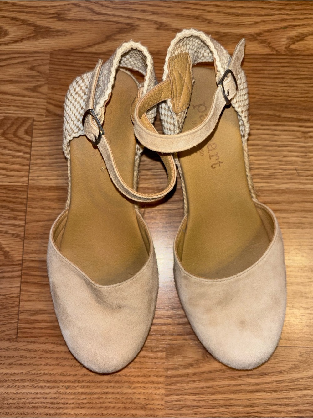 Wedge Sandals with Ankle Strap in Light Cream